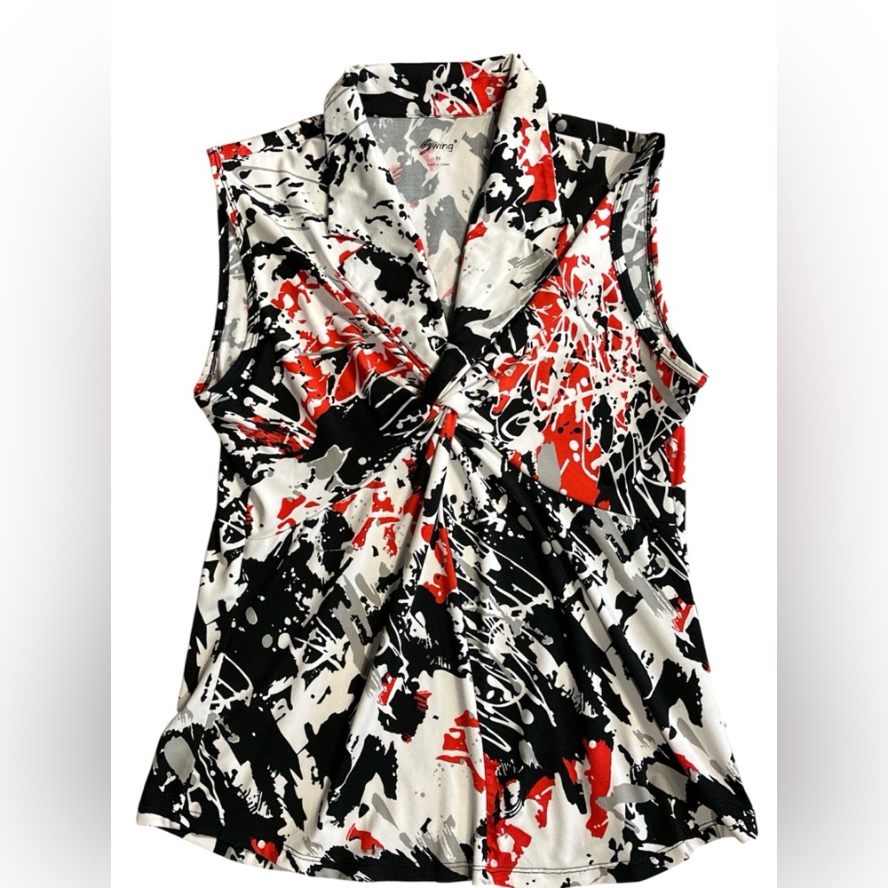 Swing Red and Black Abstract Athlete Top.  Size Medium. EUC